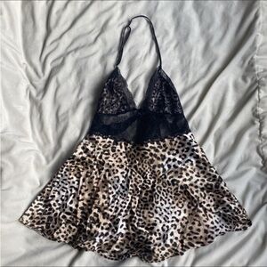 Victoria’s Secret Leopard Print Lace Babydoll Lingerie Slip Dress Size Large